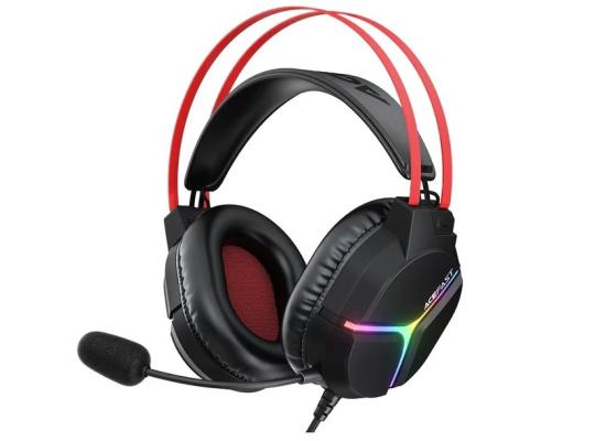 ACEFAST H16 Wired Over Ear Headphone Low Latency Gaming Earbuds with 50mm Precision Drivers, Hi‑Fi Audio Engine, RGB, 2M cable with dual interface - Black